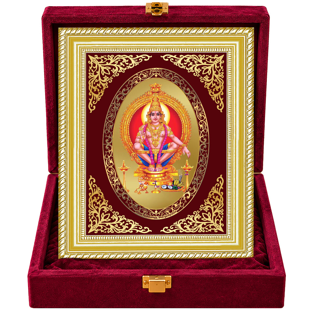 24K Gold-Plated Lord Ayyappan Frame | Premium Gift Box | 26x20 CM