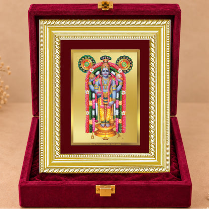 24K Gold-Plated Guruvayurappan Frame | Premium Gift Box | 21.5x17.5 CM