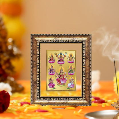 Diviniti 24K Gold Plated Ashtalakshmi Divine Table Top Frame for Home Mandir & Office Decor | Luxury Spiritual Gift