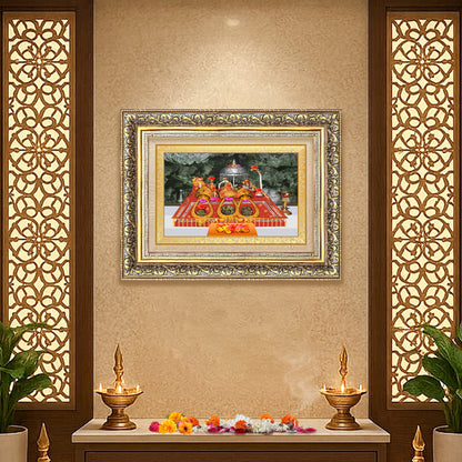 Diviniti 24K Gold Plated Mata Ka Darbar (Classic) Divine Wall Frame for Home Mandir & Office Decor | Luxury Spiritual Gift
