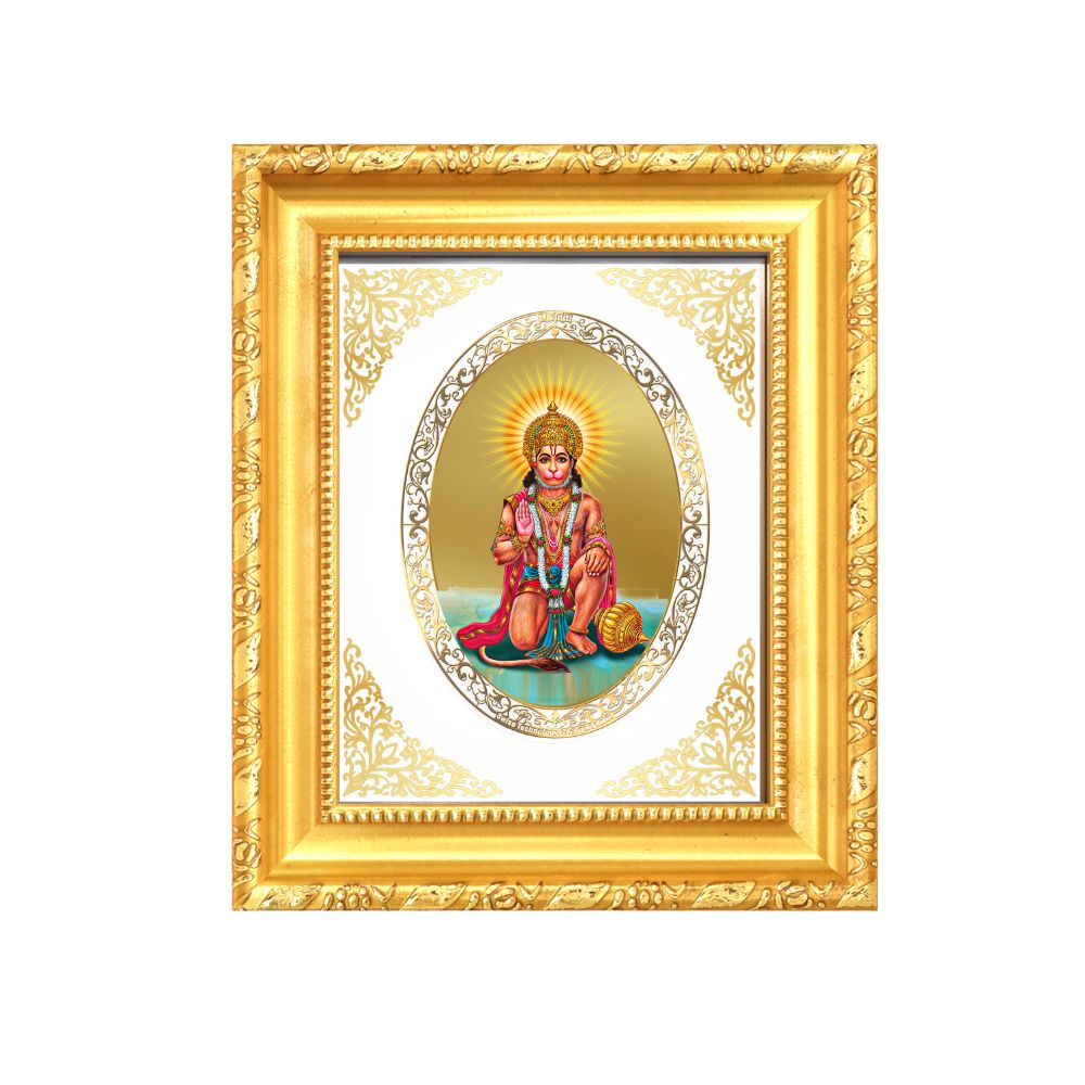 Lord Hanuman Divine Strength & Protection Sacred Royal Tabletop Frame in 24K Gold Plated Foil