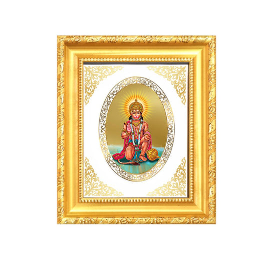 Lord Hanuman Divine Strength & Protection Sacred Royal Tabletop Frame in 24K Gold Plated Foil
