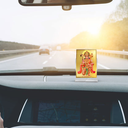 Hanuman | Divine Lord Hanuman Car Dashboard & Tabletop Photo Frame in 24K Gold Plated Foil