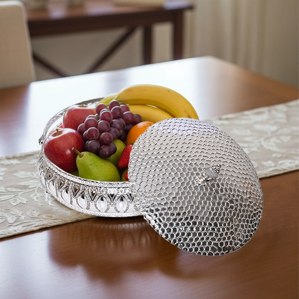 999 Silver Plated Fruit Basket | Royal Finish Decorative Tabletop Basket for Décor and Gifting