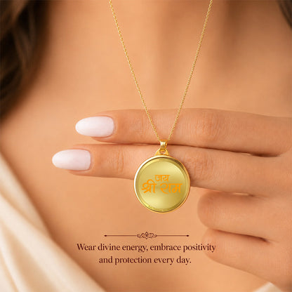 Diviniti 24K Gold Plated Foil Ram Lalla & Jai Shri Ram 22MM Double Sided Pendant For Men, Women & Kids