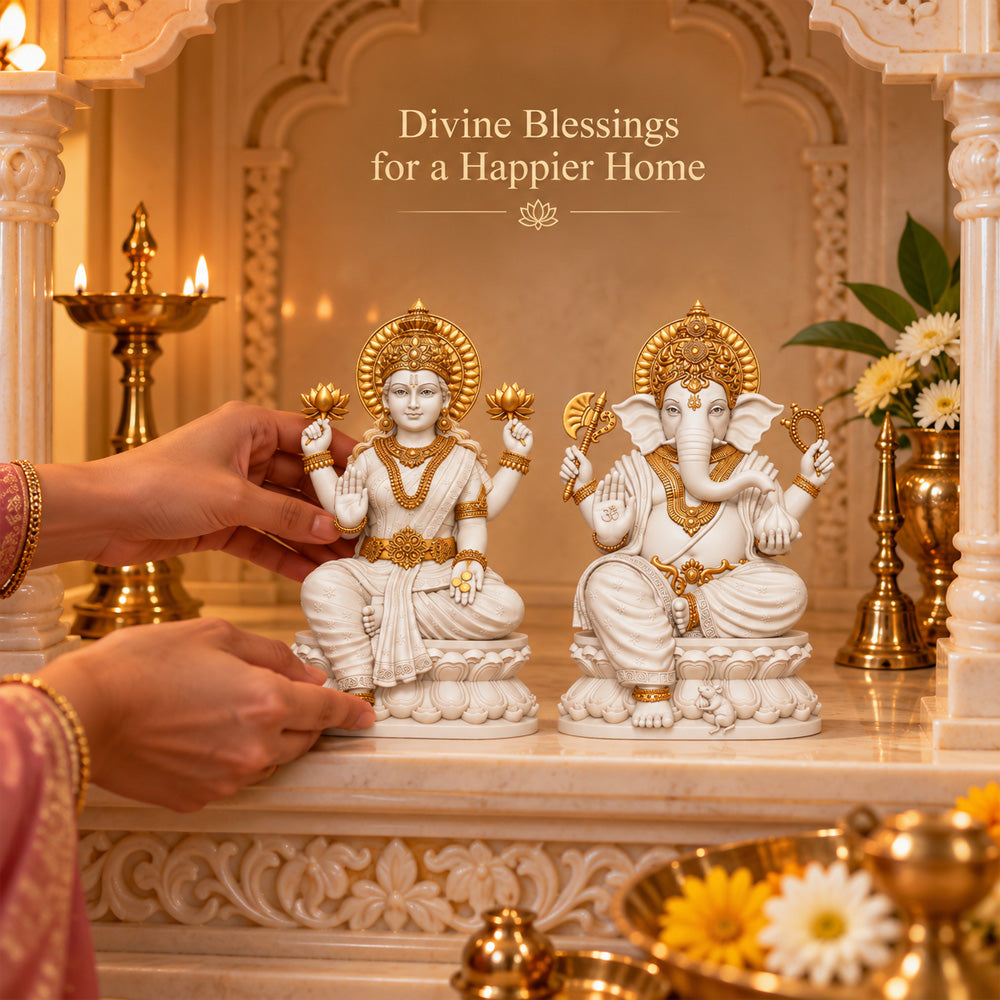 999 Silver-Plated Lakshmi Ganesha Idol | Premium Gift Box | 6x8 CM