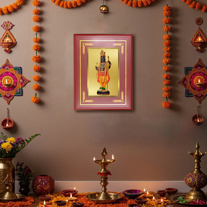 Diviniti Shree Ram Lalla with Arch Wall Photo Frame in 24K Gold Plated Foil | Divine Innocence, Royal Grace & Auspicious Blessings