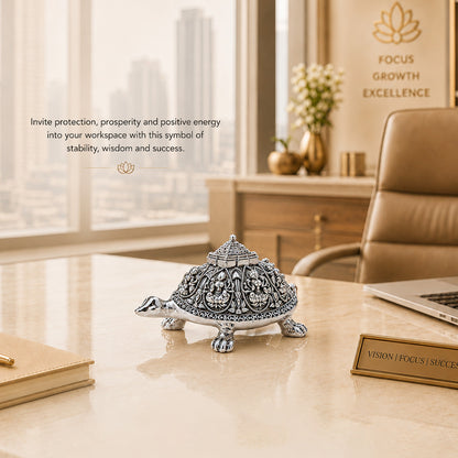 Diviniti 999 Silver Plated Ashta Lakshmi Vastu Tortoise with Sri Yantra & Premium Gift Box