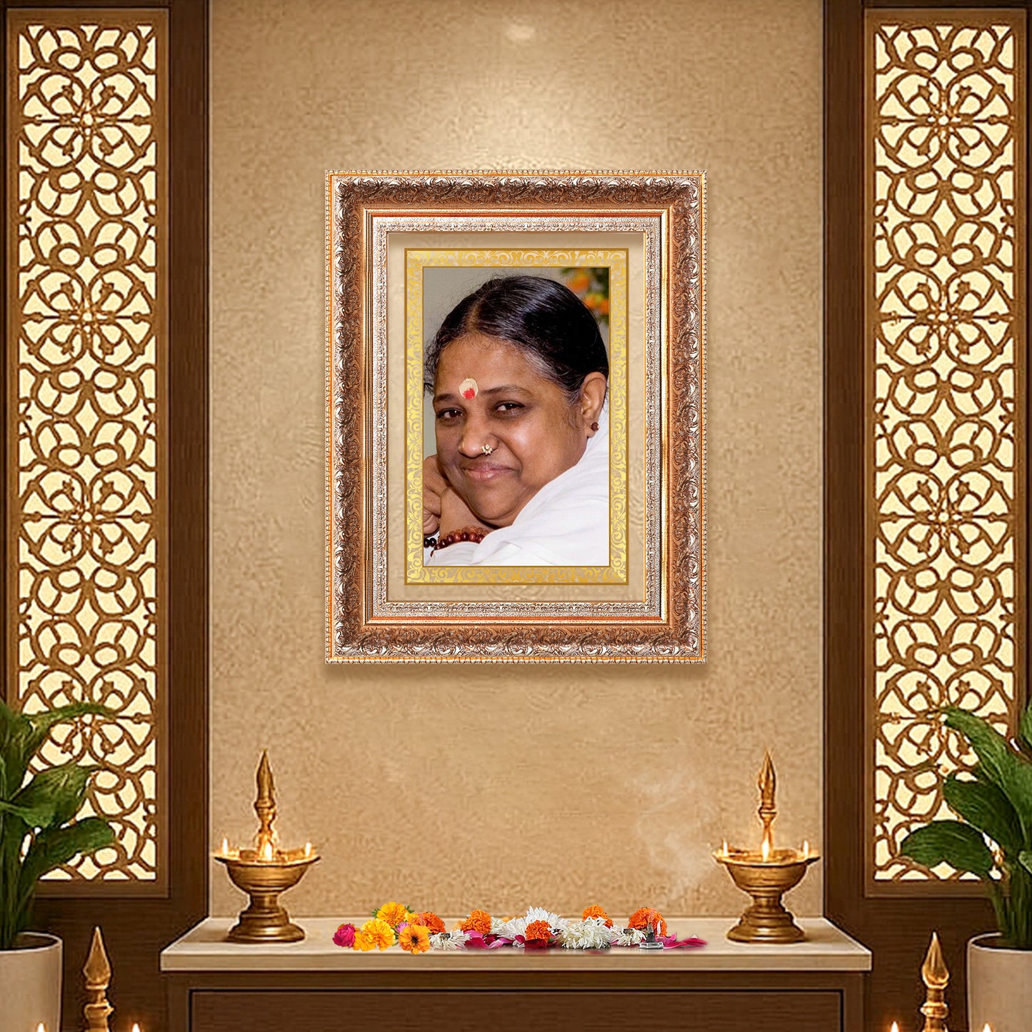 Mata Amritanandamayi | Guru Amma for Wall Photo Frame in 24K Gold Plated Foil