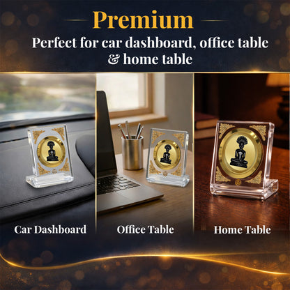 Diviniti 24K Gold Plated Lord Parshvanath Acrylic Car Dashboard Frame | Peace, Protection & Spiritual Blessings for Car, Home, Tabletop & Puja Room | Faith & Enlightenment (ACF1CH)