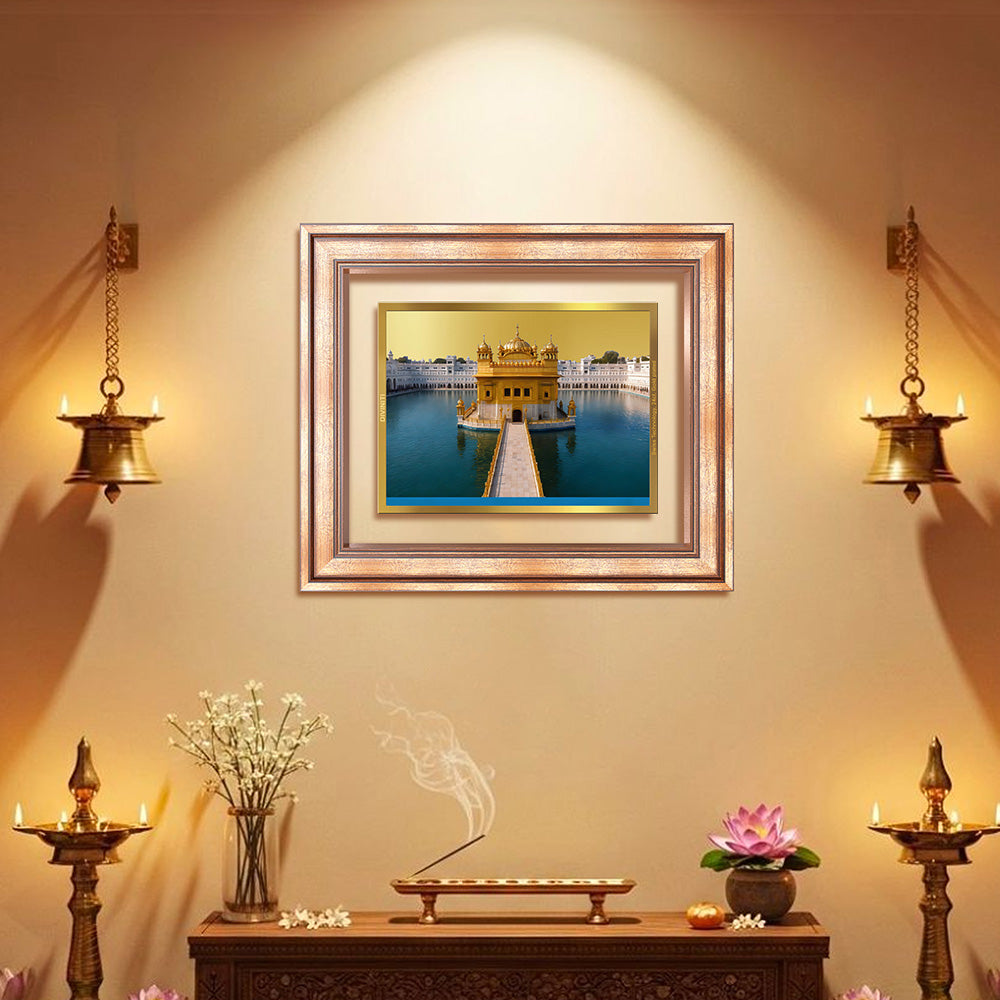 Diviniti 24K Gold Plated Golden Temple (Classic) Divine Wall Frame for Home Mandir & Office Decor | Luxury Spiritual Gift