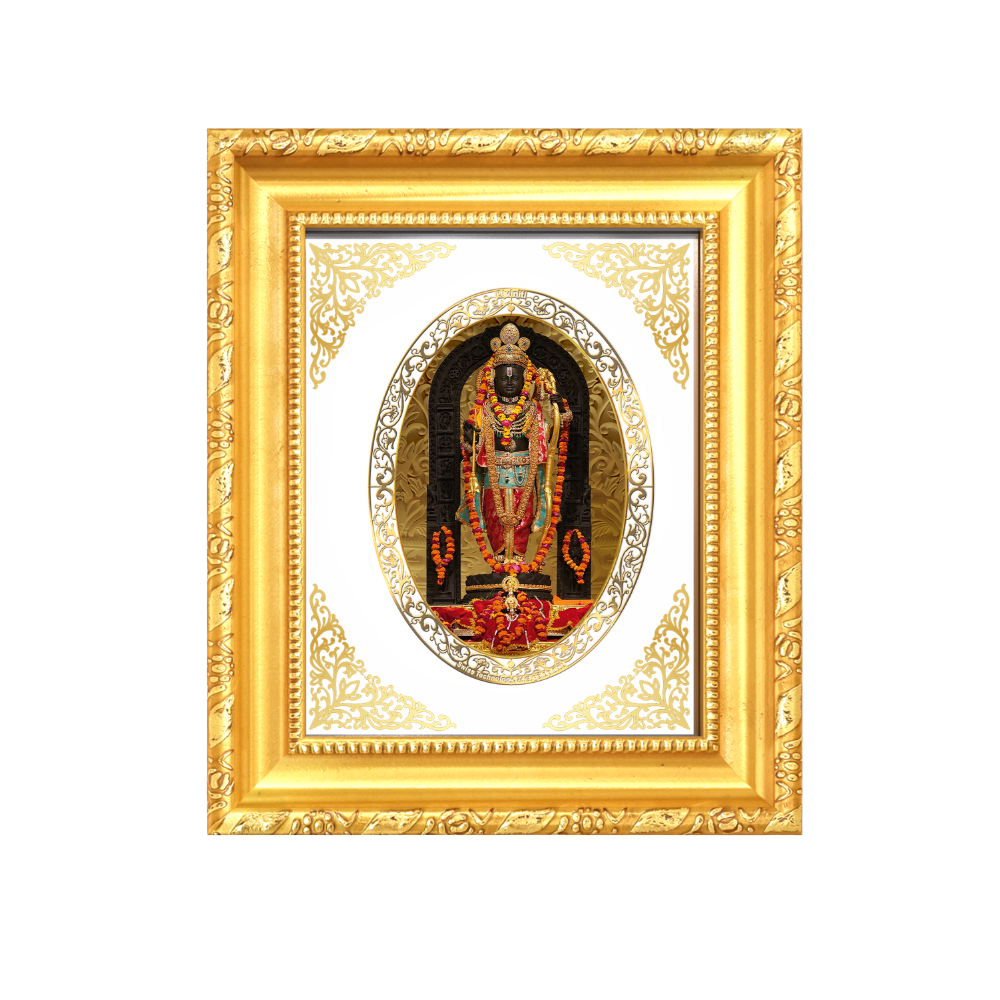 Ram Lalla Divine Child Form of Lord Ram Sacred Blessings Royal Tabletop Frame in 24K Gold Plated Foil