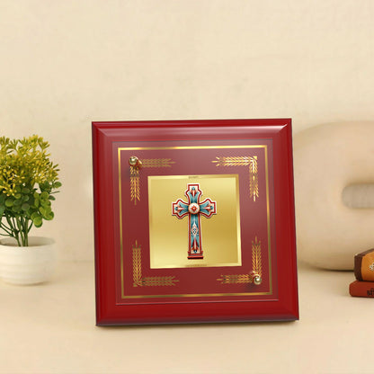 Holy Cross | Symbol of Faith & Salvation Tabletop Frame in 24K Gold Plated Foil