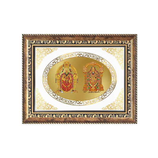Lord Balaji & Goddess Padmavati Divine Tirupati Sacred Blessings Royal Tabletop Frame in 24K Gold Plated Foil