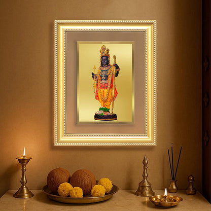 Diviniti 24K Gold Plated Ram Lalla With Arch (Classic) Divine Wall Frame for Home Mandir & Office Decor | Luxury Spiritual Gift
