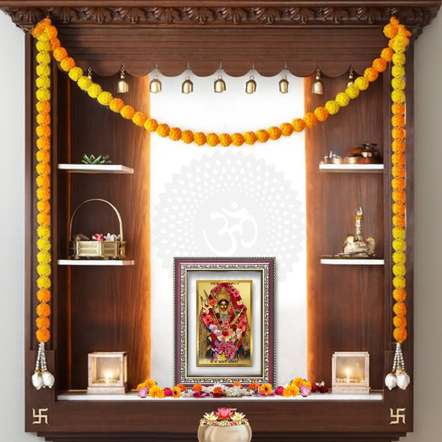 Diviniti 24K Gold Plated Katyayani Mata (Classic) Divine Wall Frame for Home Mandir & Office Decor | Luxury Spiritual Gift