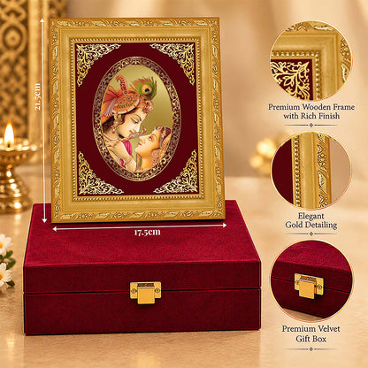 24K Gold-Plated Radha Krishna Frame | Premium Gift Box | 21.5x17.5 CM
