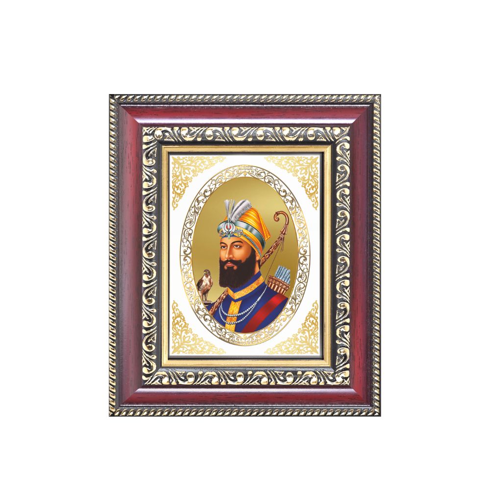 Diviniti 24K Gold Plated Guru Gobind Singh Ji |Sacred Sikh Table Top Royal Photo Frame for Home Decor & Office Ambiance | Premium Spiritual Gift