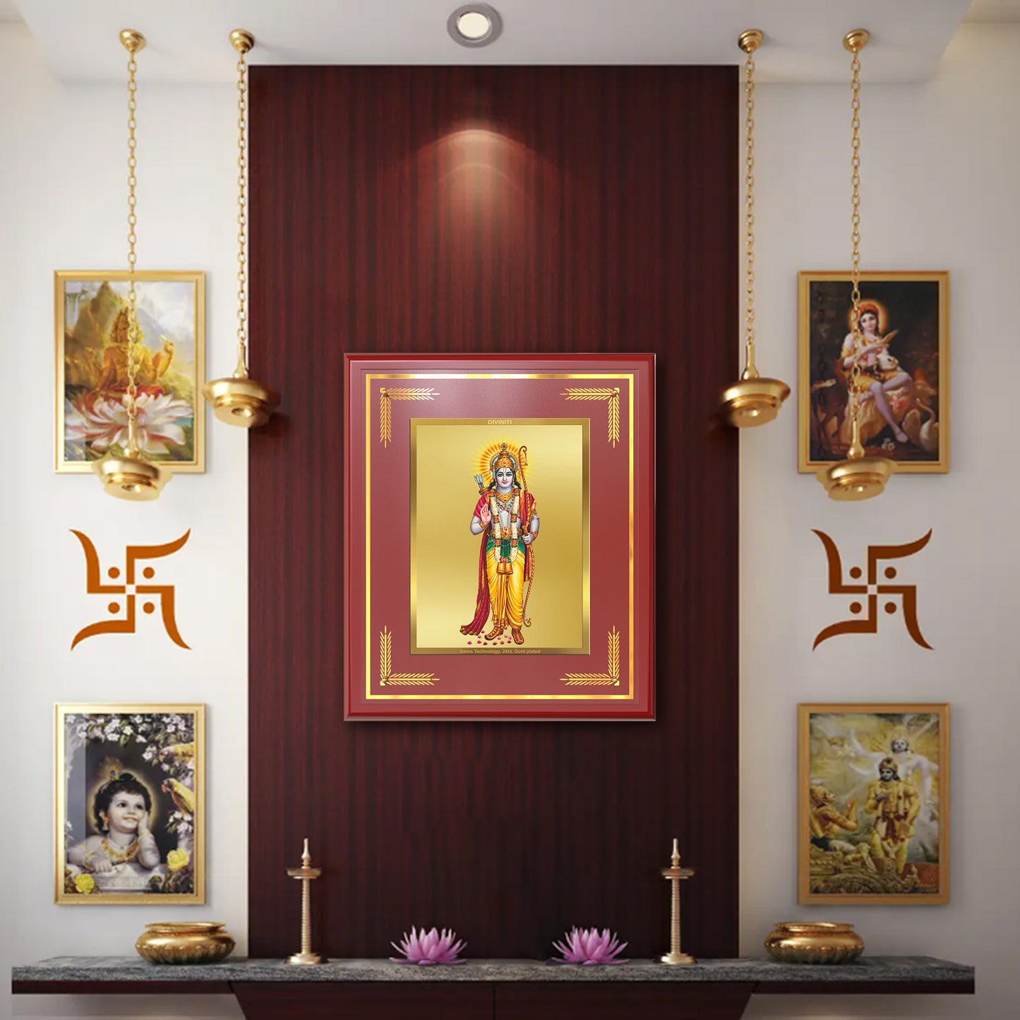 Diviniti Shree Ram Ji Wall Photo Frame in 24K Gold Plated Foil | Symbol of Dharma, Courage & Divine Blessings