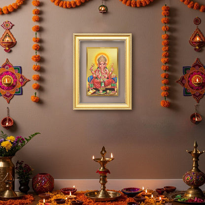 Diviniti 24K Gold Plated Ganesha (Classic) Divine Wall Frame for Home Mandir & Office Decor | Luxury Spiritual Gift
