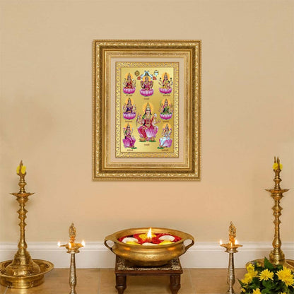Diviniti 24K Gold Plated Ashtalakshmi Divine Wall Frame for Home Mandir & Office Decor | Luxury Spiritual Gift