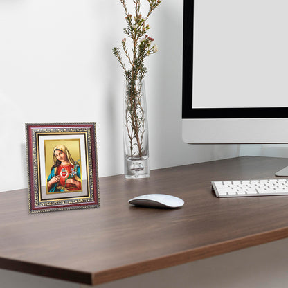 Diviniti 24K Gold Plated Mother Mary (Classic) Divine Wall and Table Top Frame for Home Mandir & Office Decor | Luxury Spiritual Gift
