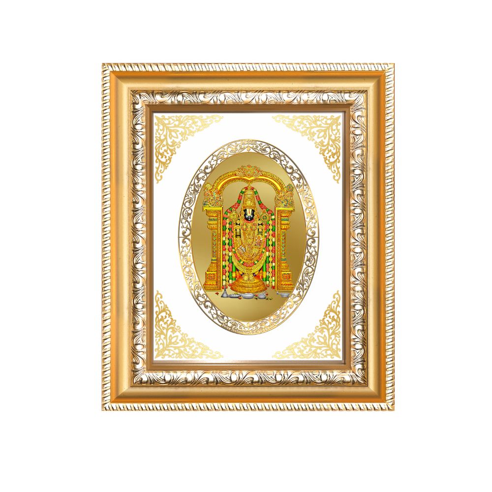 Tirupati Balaji (Lord Venkateswara) Divine Sacred Prosperity & Blessings Royal Tabletop Frame in 24K Gold Plated Foil