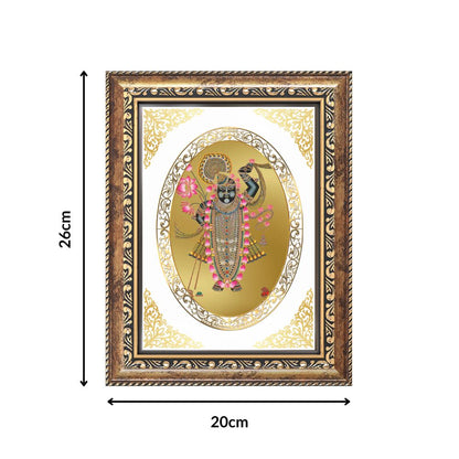 Shrinath Ji Divine Nathdwara Krishna Sacred Seva & Blessings Royal Tabletop Frame in 24K Gold Plated Foil
