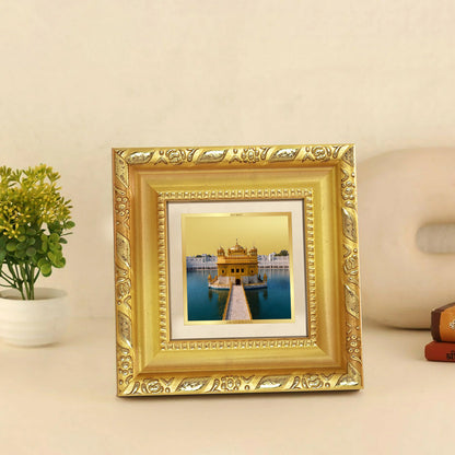 Diviniti Sachkhand Shri Darbar Sahib (Golden Temple) Tabletop Photo Frame in 24K Gold Plated Foil – Peace, Faith & Divine Harmony – DG103S1A (10x10 CM)