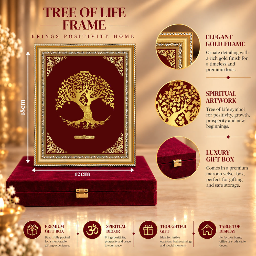 24K Gold-Plated Tree of Life Frame | Premium Gift Box | 12x18 CM