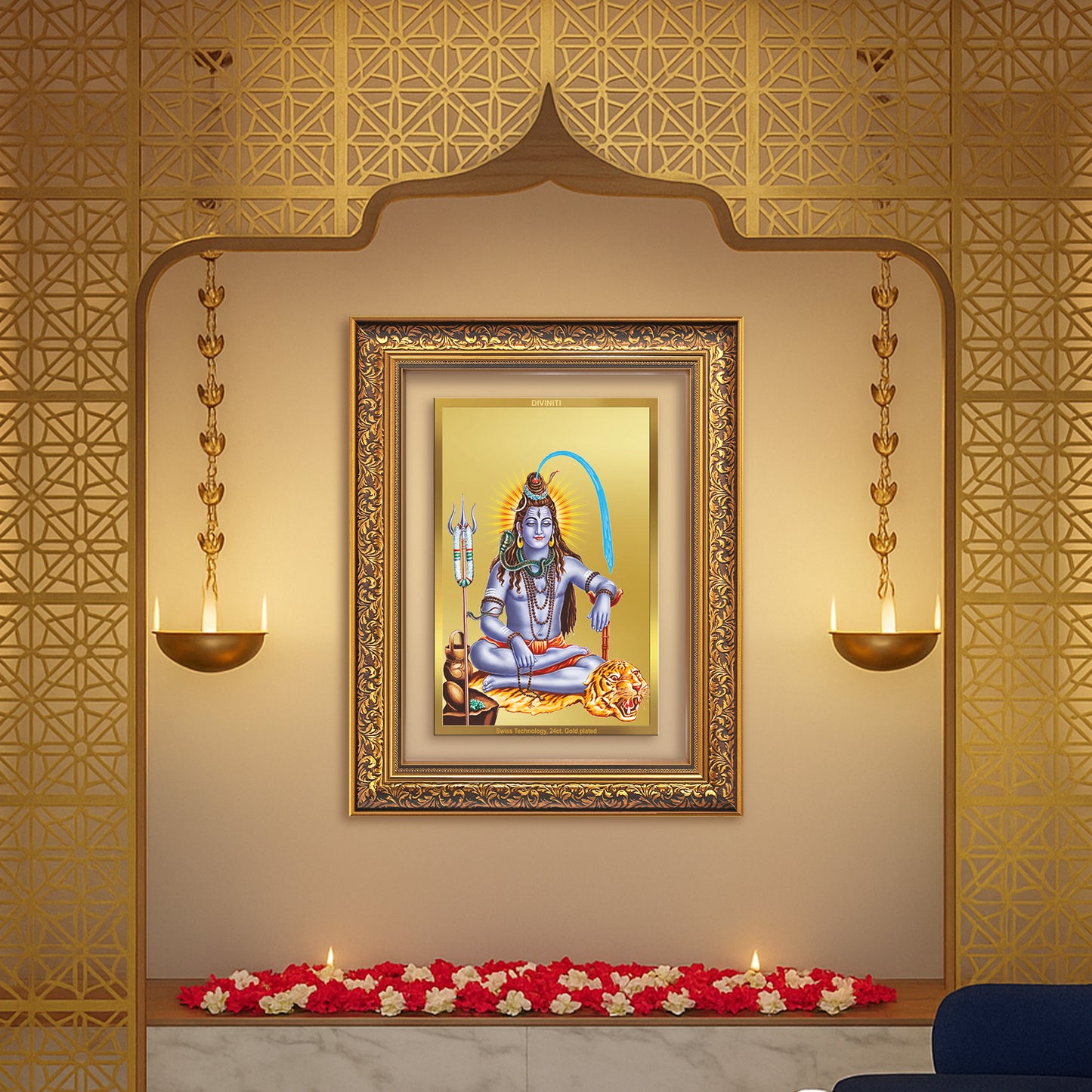 Lord Shiva | Mahadev The Supreme Consciousness Wall Mount Photo Frame in 24K Gold Plated Foil