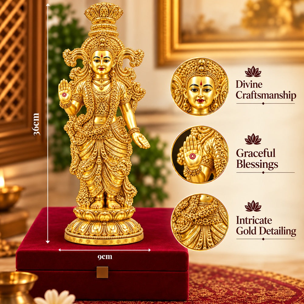 24K Gold-Plated Radha Rani Idol | Premium Gift Box | 36x9 CM