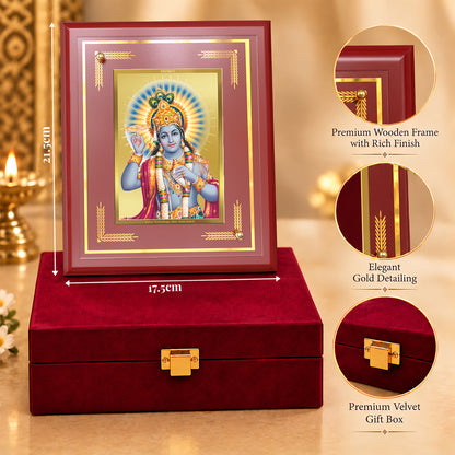 24K Gold-Plated Vishnu MDF Frame | Premium Gift Box | 10x10 CM