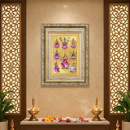 Diviniti 24K Gold Plated Ashtalakshmi Divine Wall Frame for Home Mandir & Office Decor | Luxury Spiritual Gift
