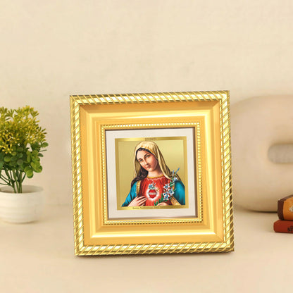 Diviniti Mother Mary Tabletop Photo Frame in 24K Gold Plated Foil | Love, Compassion & Divine Grace | DG015S1A (10x10 CM)