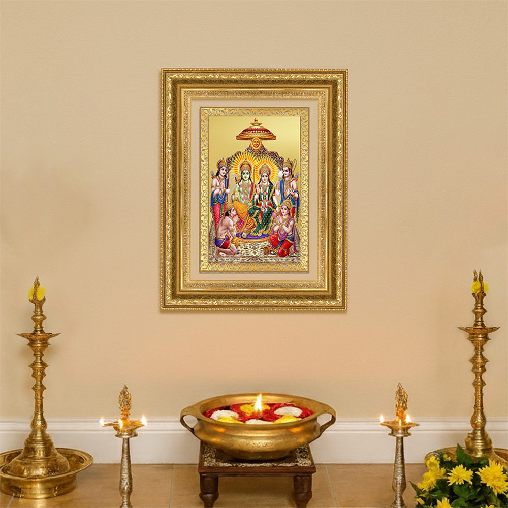 Diviniti 24K Gold Plated Ram Darbar Divine Wall Frame for Home Mandir & Office Decor | Luxury Spiritual Gift