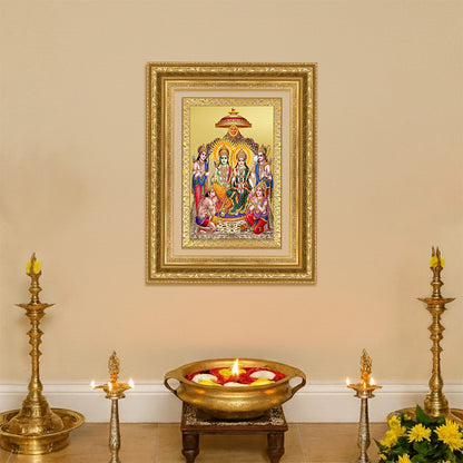 Diviniti 24K Gold Plated Ram Darbar Divine Wall Frame for Home Mandir & Office Decor | Luxury Spiritual Gift