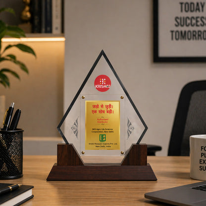 Customized Trophy with Matter Printed on 24K Gold Plated Foil | Luxury Personalized Award | Premium Corporate Gift Plaque