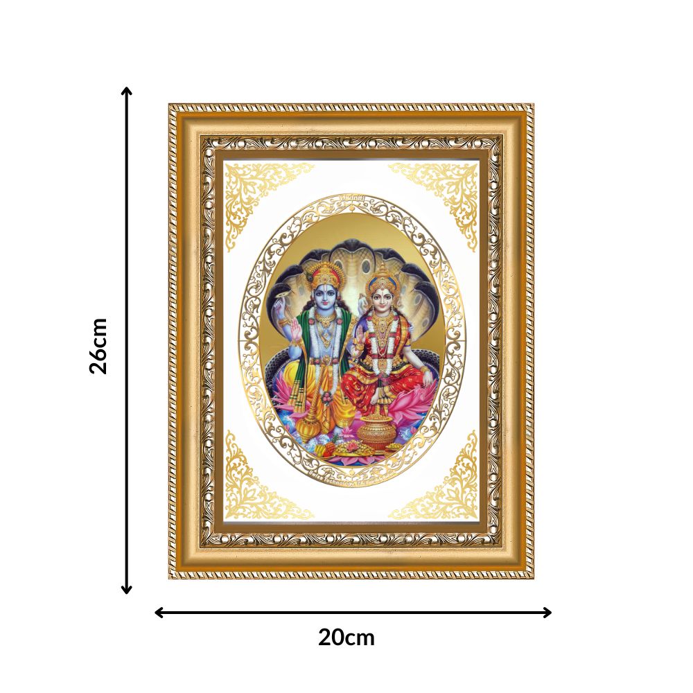 Vishnu Lakshmi | Divine Stability & Prosperity Wall & Tabletop Royal Photo Frame in 24K Gold Plated Foil
