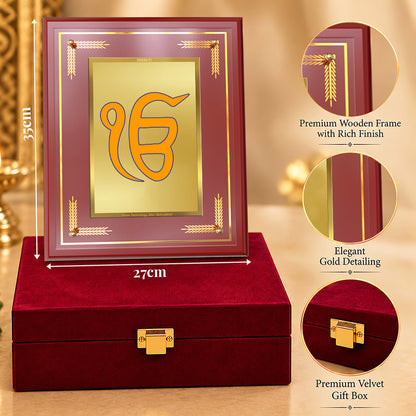 24K Gold-Plated Ik Onkar MDF Frame | Premium Gift Box | 27x35 CM