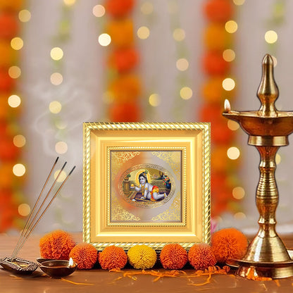 Laddu Gopal | Divine Child Krishna Royal Tabletop Photo Frame in 24K Gold Plated Foil