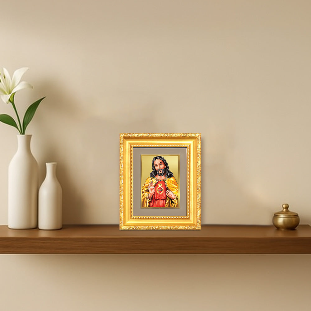 Diviniti 24K Gold Plated Jesus Christ |Divine Table Top Frame for Home Mandir & Office Decor | Luxury Spiritual Gift