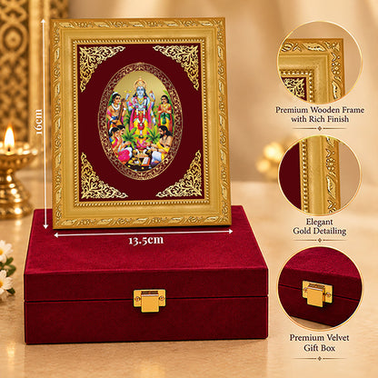 24K Gold-Plated Lord Satya Narayan Frame | Premium Gift Box | 16x13.5 CM