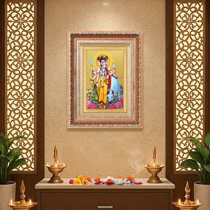 Dattatreya with Kamadhenu | Shri Dattatreya Wall Mount Photo Frame in 24K Gold Plated Foil