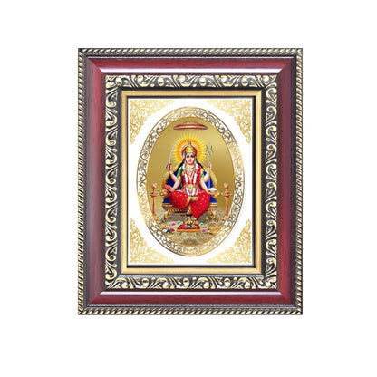 Santoshi Mata Divine Contentment & Wish Fulfillment Sacred Royal Tabletop Frame in 24K Gold Plated Foil