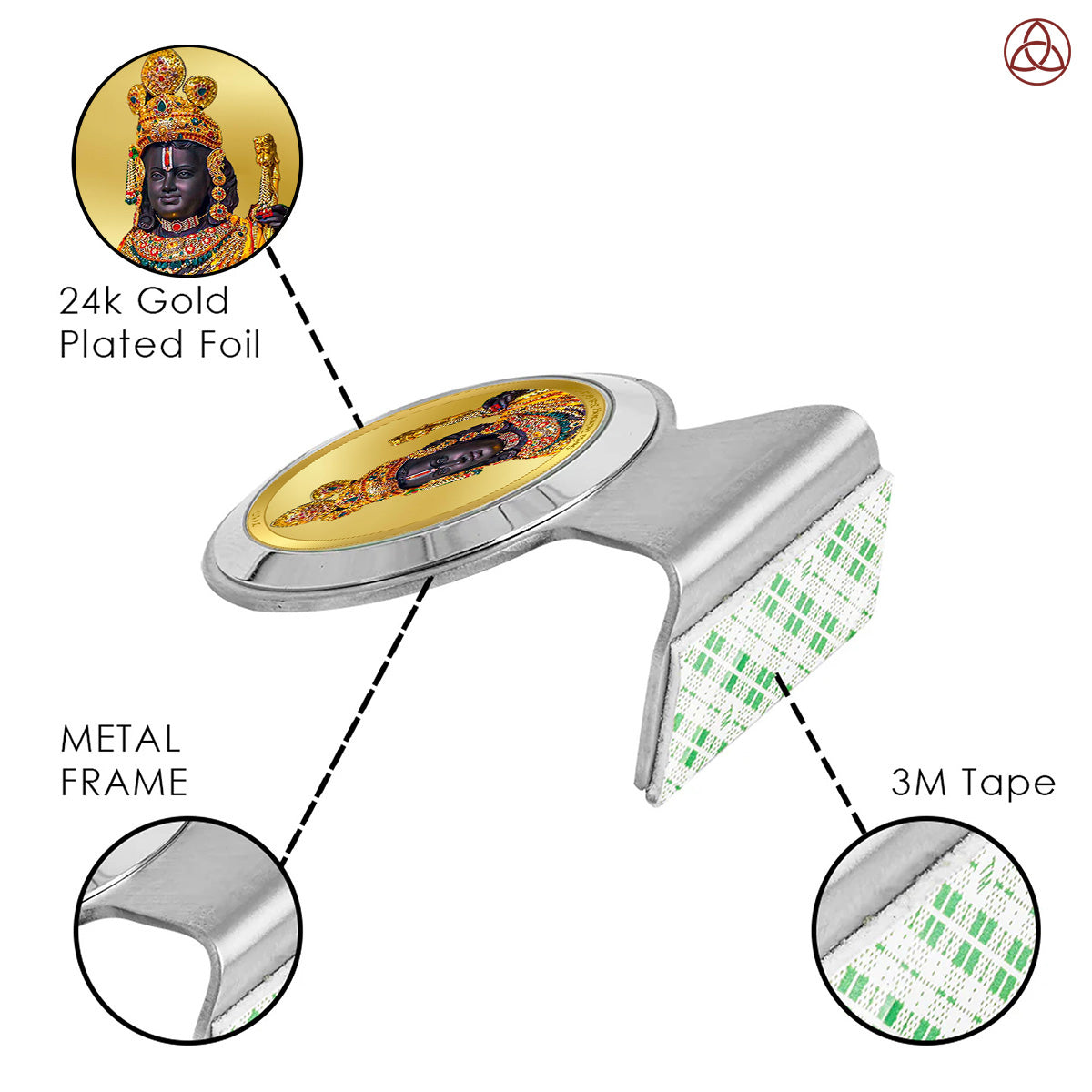Ram Lalla| Divine Lord Ram Car Dashboard & Tabletop Photo Frame in 24K Gold Plated Foil
