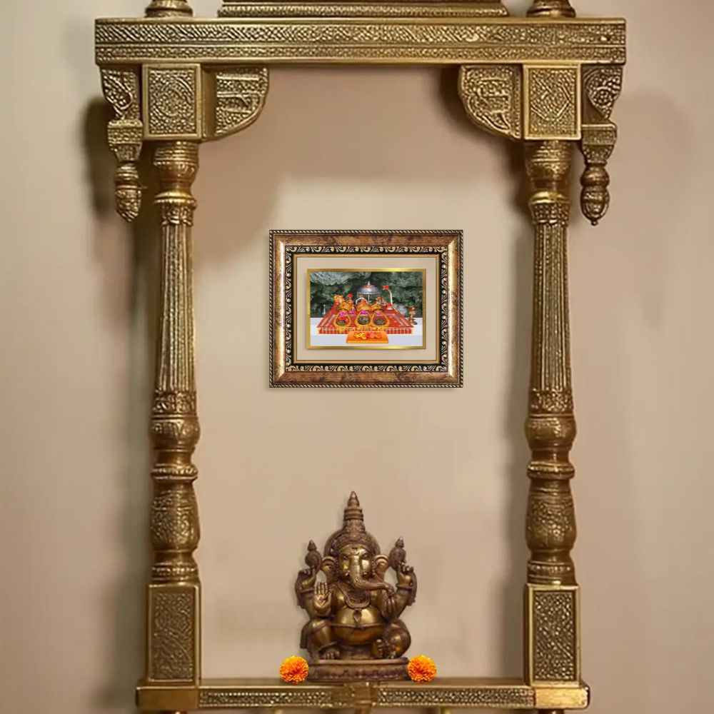 Diviniti 24K Gold Plated Mata Ka Darbar (Classic) Divine Wall and Table Top Frame for Home Mandir & Office Decor | Luxury Spiritual Gift