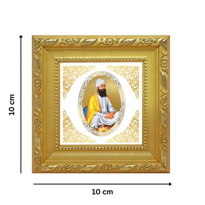 Guru Teg Bahadur Sahib Ji | Divine Sikh Guru Royal Tabletop Photo Frame in 24K Gold Plated Foil