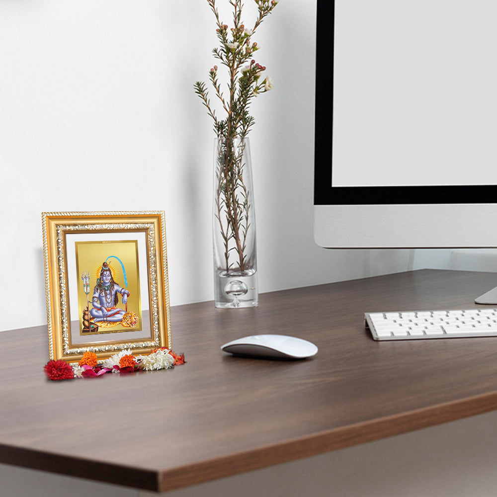 Diviniti 24K Gold Plated Shiva (Classic) Divine Wall and Table Top Frame for Home Mandir & Office Decor | Luxury Spiritual Gift