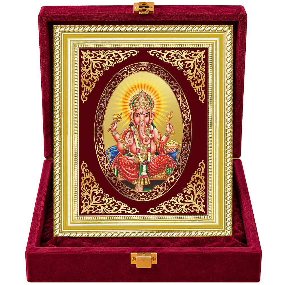 24K Gold-Plated Ganesha Frame | Premium Gift Box | 26x20 CM